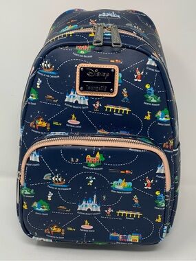Loungefly Disneyland 65th Anniversary Map 2-in-1 Convertible Mini Backpack NEW